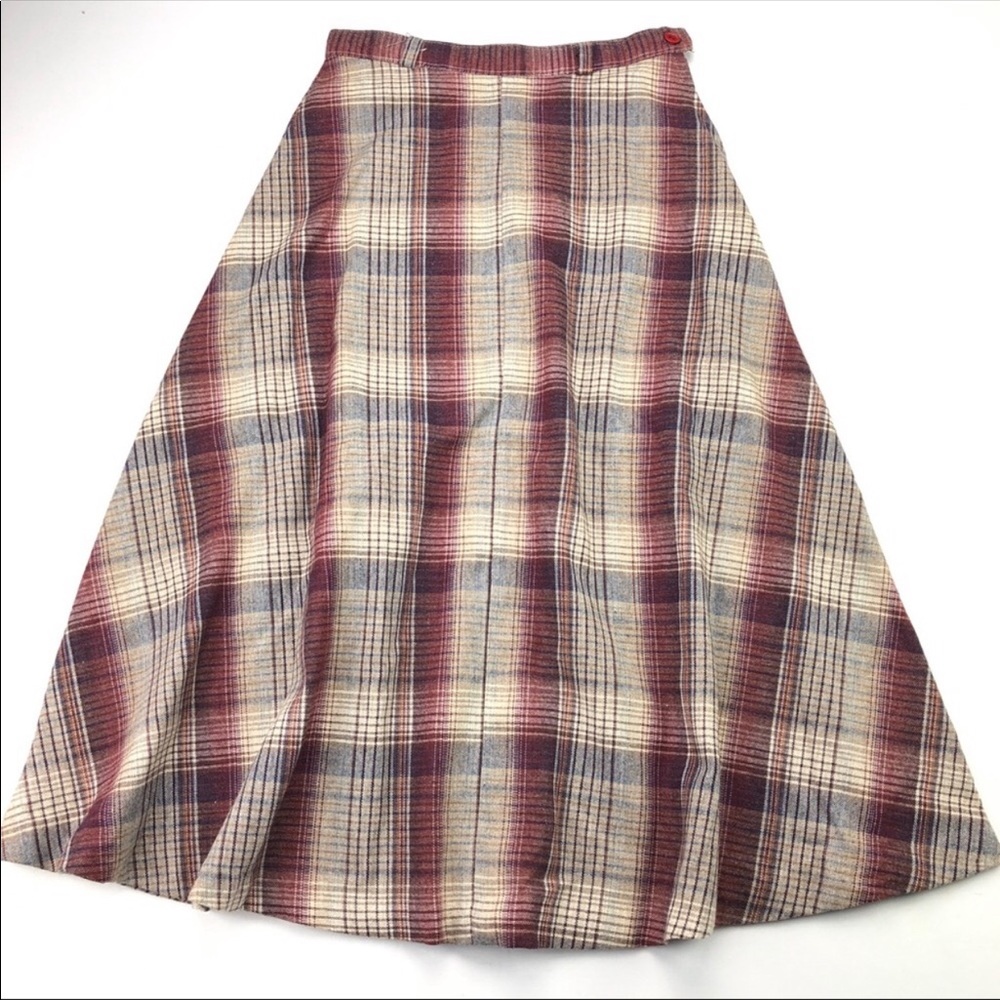 Vintage Wool Plaid Circle Skirt EUC